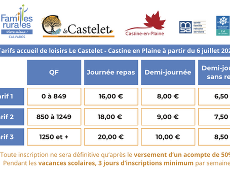 Tarifs à compter du 6 juillet 2026