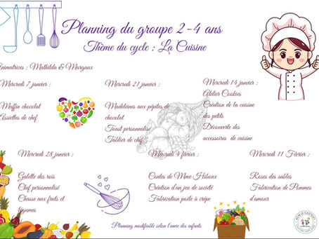 plannings des mercredis janvier/février