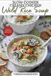 Short Pin Image for Slow Cooker Creamy Chicken Wild Rice Soup