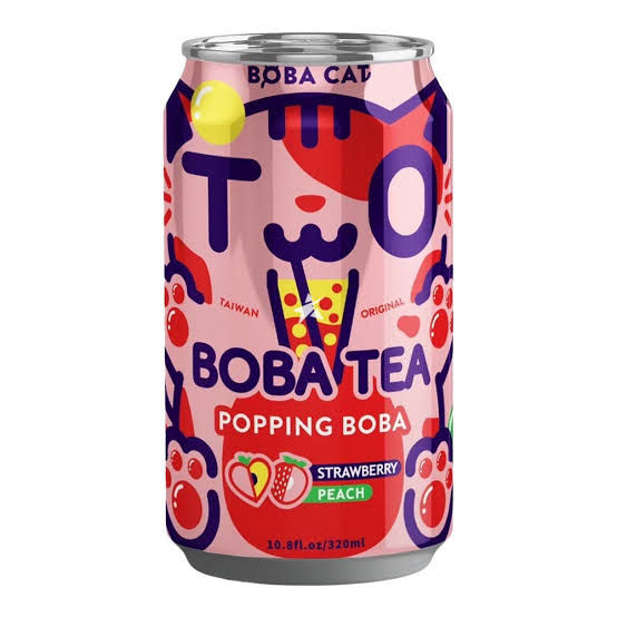 Thé Boba Cat Fraise et Pêche 315ml TW