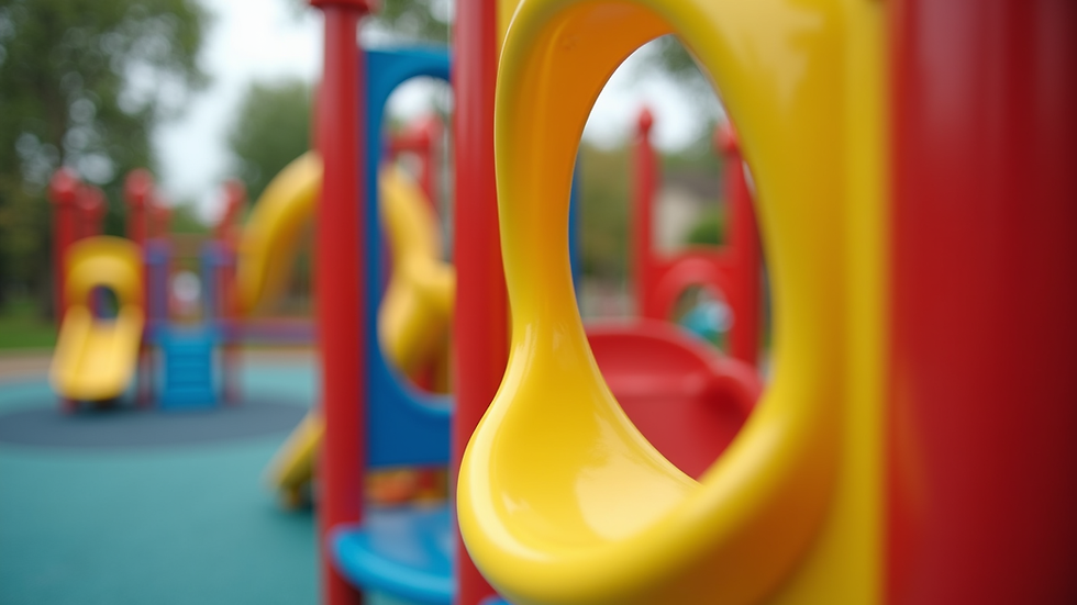 Close-up of colorful playground equipment in a safe kindergarten environment
