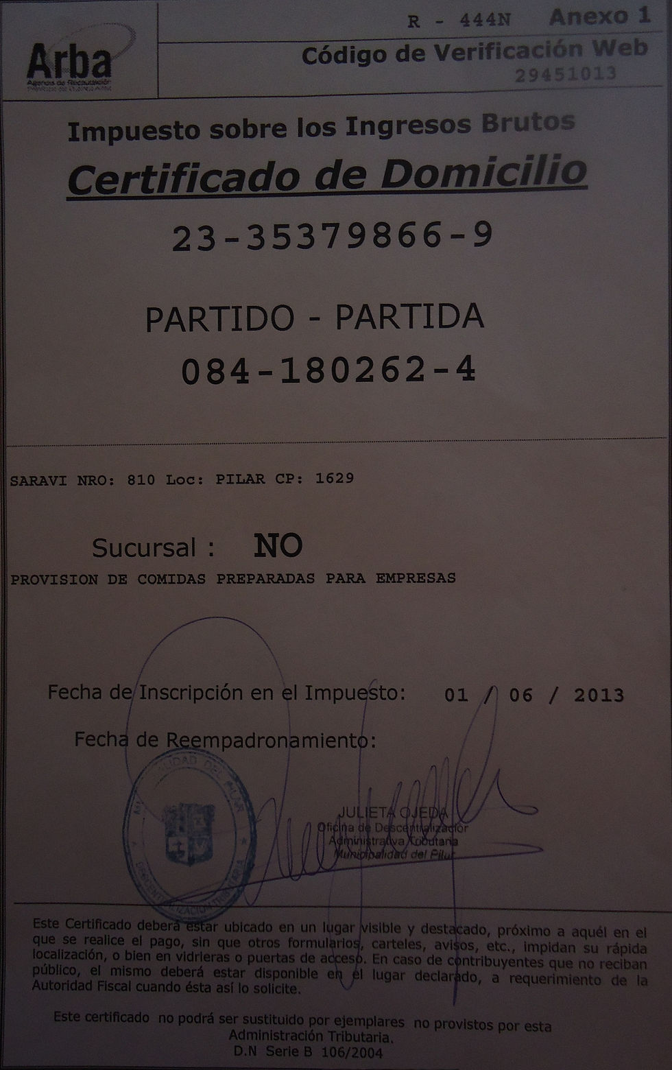 Constancia de Domicilio