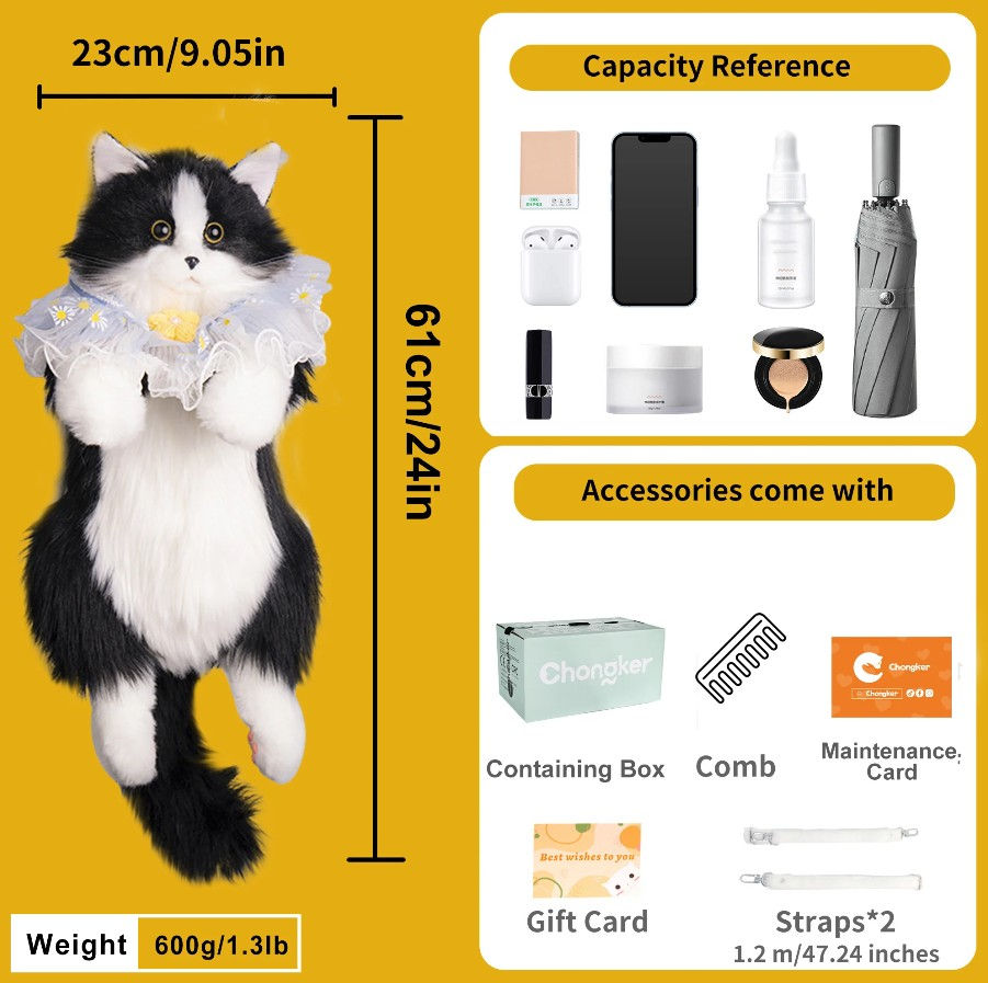 Miniatura: Luxurious Handmade Black/White Cat Backpack