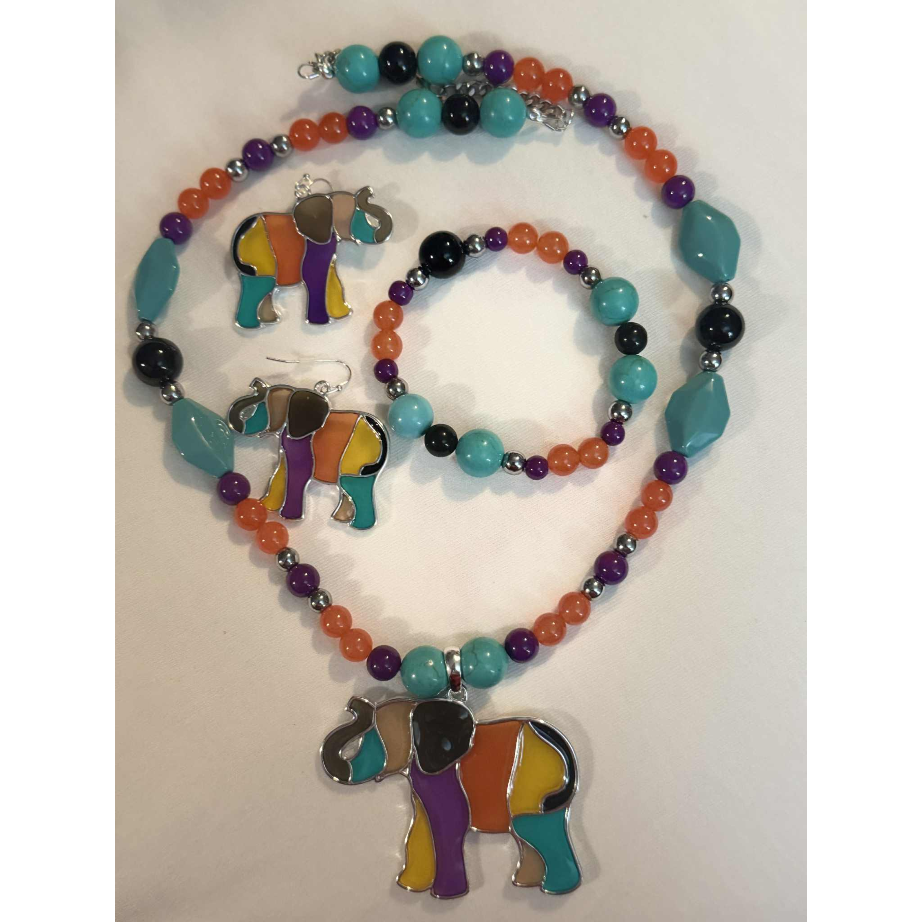 Multi Color Tribal Elephant Trio Set