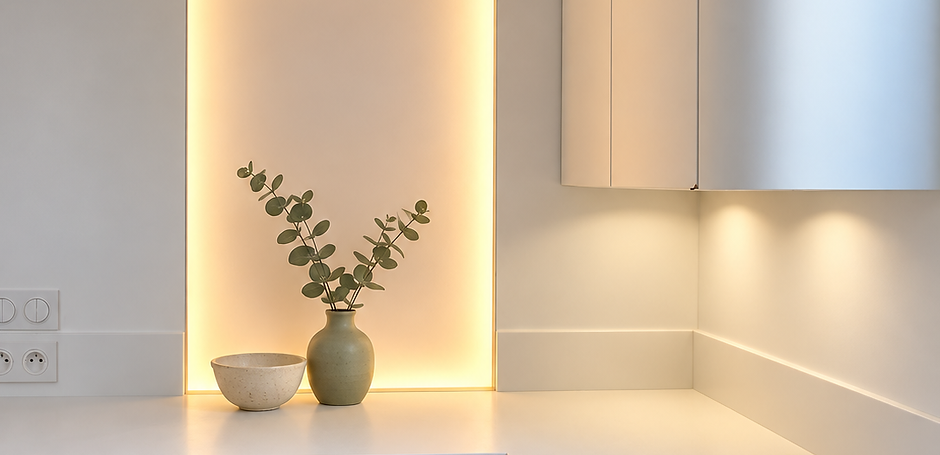 Source lumineuse moderne et chaleureuse pour une cuisine