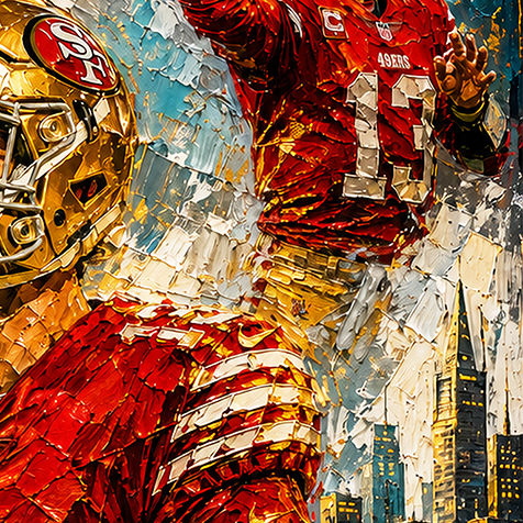 Brock purdy, 49ers, San Francisco, arizona, nfl, nflart, nfl painting, sports art, sports painting, mvp, 49ers, fortyniners.