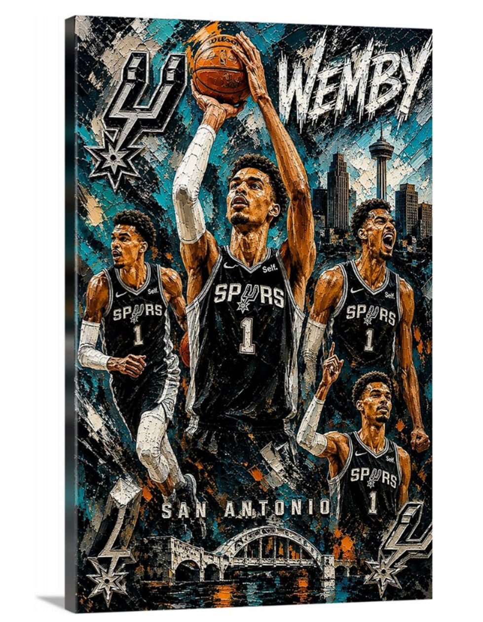 Victor Wembanyama, san antonio, spurs, nba, nbaart, sports art, sports painting, basketball, allstar, jordan