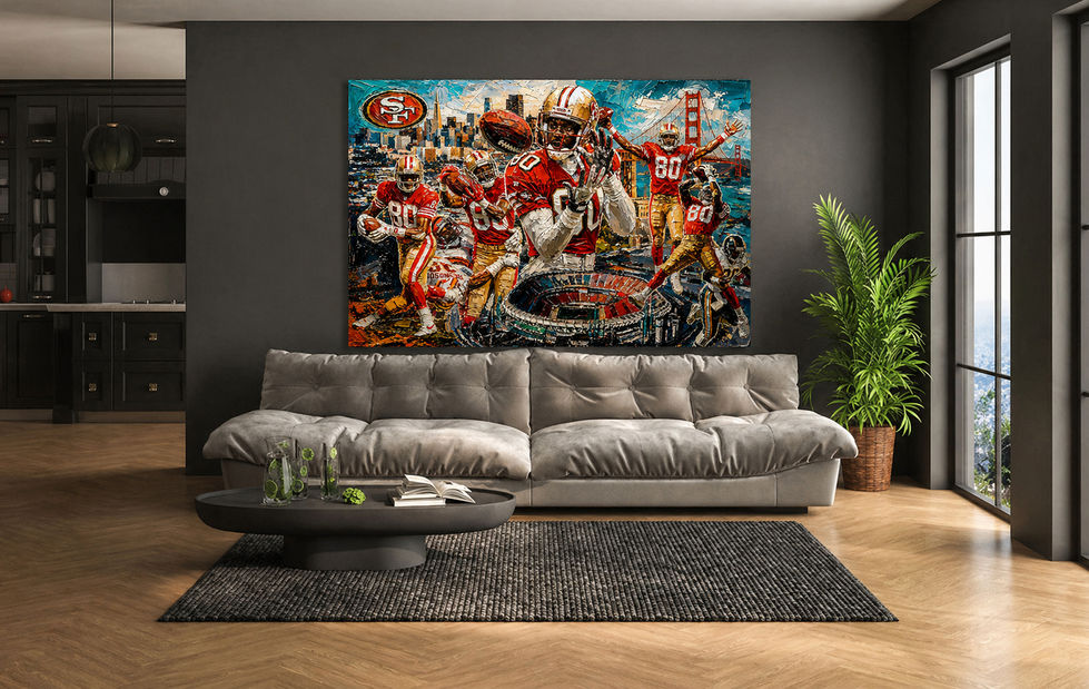 football, cityscape, stadium, dynamic, sports, iconic, player, action, vivid, bridge, jerry rice, 49ers, san francisco, 49ersfaithful, rice, superbowl, mvp, nfldraft, collage, jerry rice tribute.