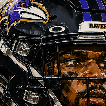 Lamar JacksonLamar Jackson RavensBaltimore Ravens QBLJ8Lamar Jackson BaltimoreAchievements & AccoladesTwo-time NFL MVPNFL MVP Lamar JacksonMulti-time NFL MVPPro BowlerAll-ProPlaying Style & SkillsetDual-threat quarterbackElite rushing abilityQuarterback rushing yardsPassing accuracySecond-reaction playsScrambling and called runsPocket presenceCareer StatisticsQuarterback rushing recordsPerfect passer ratingsCareer passer ratingFantasy football quarterbackTeam & Recent ContextRavens new coaching regimeOffensive Coordinator Todd MonkenDefensive Coordinator Jesse MinterRavens OffseasonAFC North, art, sportsart, nfl art, nflpaintings, superbowl