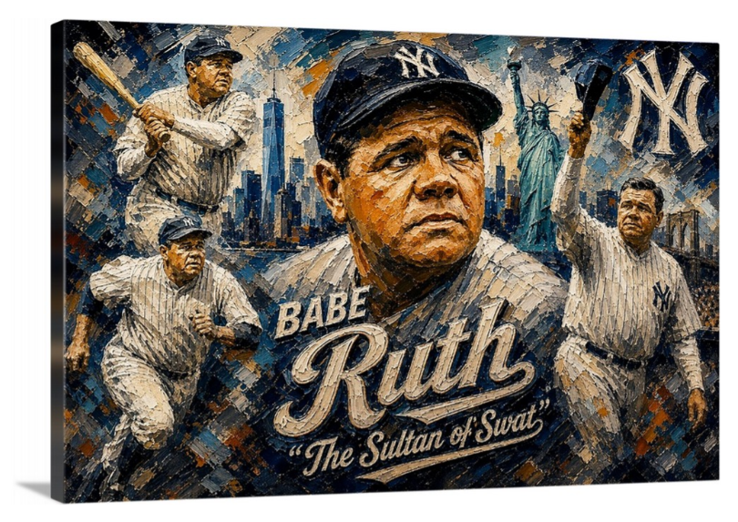 babe ruth, new york yankees, mlb, yankees, world series, sports art, mlb art, mlb painting, art, painting, sports, baseball
