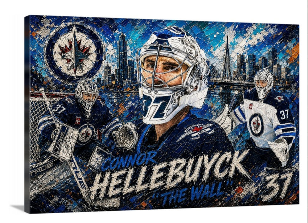 connor hellebuyck, nhl, nhl hockey, nhlallstar, nhlpainting, nhlart, winnipeg jets, jets, goaltender, hockey league, winter olympics,