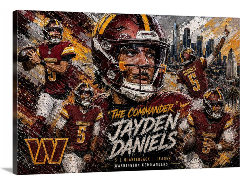 jayden daniels, washington commanders, kurt warner, rams, la rams, greatest show on turf, Seattle Seahawks, Seahawks, Seattle, superbowl, san marcos, california, nfl runningback, marshawn lynch, lynch, Oakland, raiders, usa today, byu, allpro, nfl art, nfl painting, painting, oil painting.