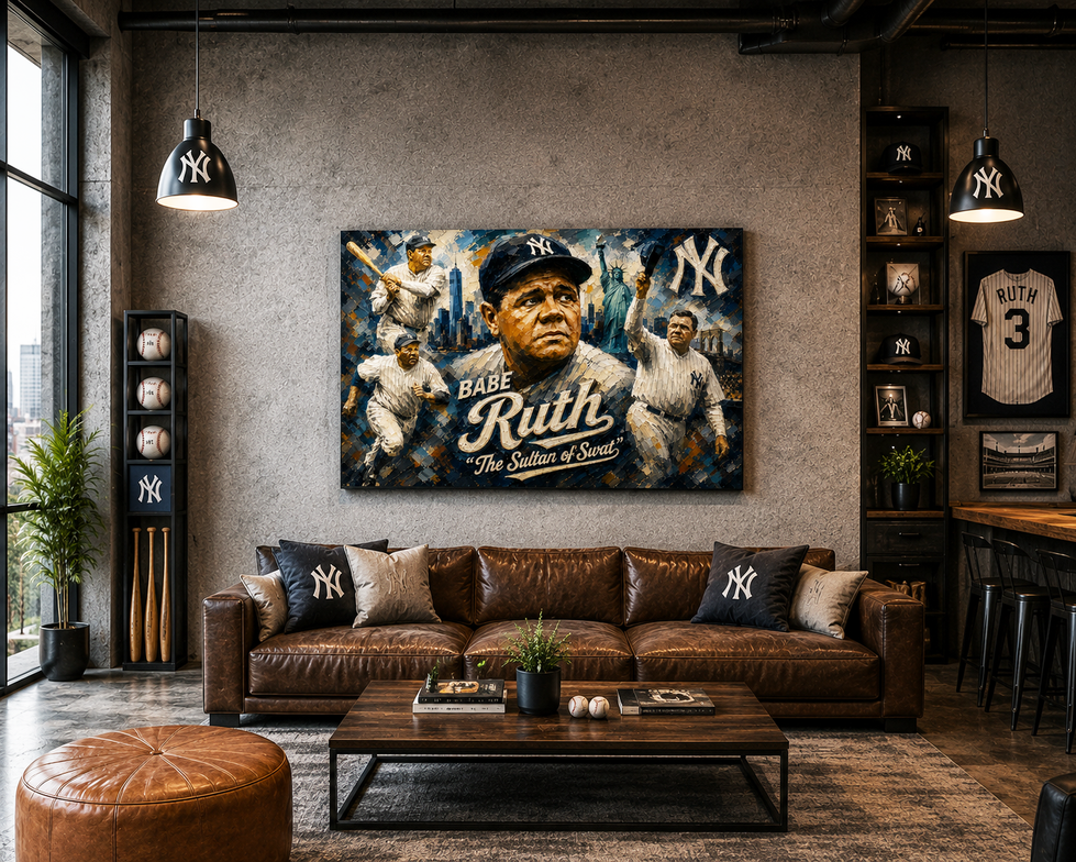 babe ruth, new york yankees, mlb, yankees, world series, sports art, mlb art, mlb painting, art, painting, sports, baseball