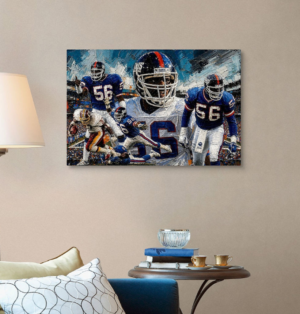 NY Giants, Lawrence Taylor, Canvas art, sports art, oil painting, Giants, LT, nfl, nflart, nflpainting