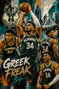 Giannis Antetokounmpo, Milwaukee Bucks, Minnesota Timberwolves, nba, nba art, sports art, painting, minnesota, timberwolves.
