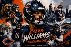 Caleb Williams, Chicago Bears, jayden daniels, washington commanders, kurt warner, rams, la rams, greatest show on turf, Seattle Seahawks, Seahawks, Seattle, superbowl, san marcos, california, nfl runningback, marshawn lynch, lynch, Oakland, raiders, usa today, byu, allpro, nfl art, nfl painting, painting, oil painting.