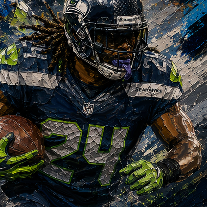 Seattle Seahawks, Seahawks, Seattle, superbowl, san marcos, california, nfl runningback, marshawn lynch, lynch, Oakland, raiders, usa today, byu, allpro, nfl art, nfl painting, painting, oil painting.