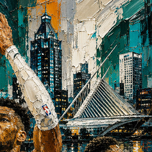 Giannis Antetokounmpo, Milwaukee Bucks, Minnesota Timberwolves, nba, nba art, sports art, painting, minnesota, timberwolves.