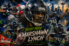 Seattle Seahawks, Seahawks, Seattle, superbowl, san marcos, california, nfl runningback, marshawn lynch, lynch, Oakland, raiders, usa today, byu, allpro, nfl art, nfl painting, painting, oil painting.