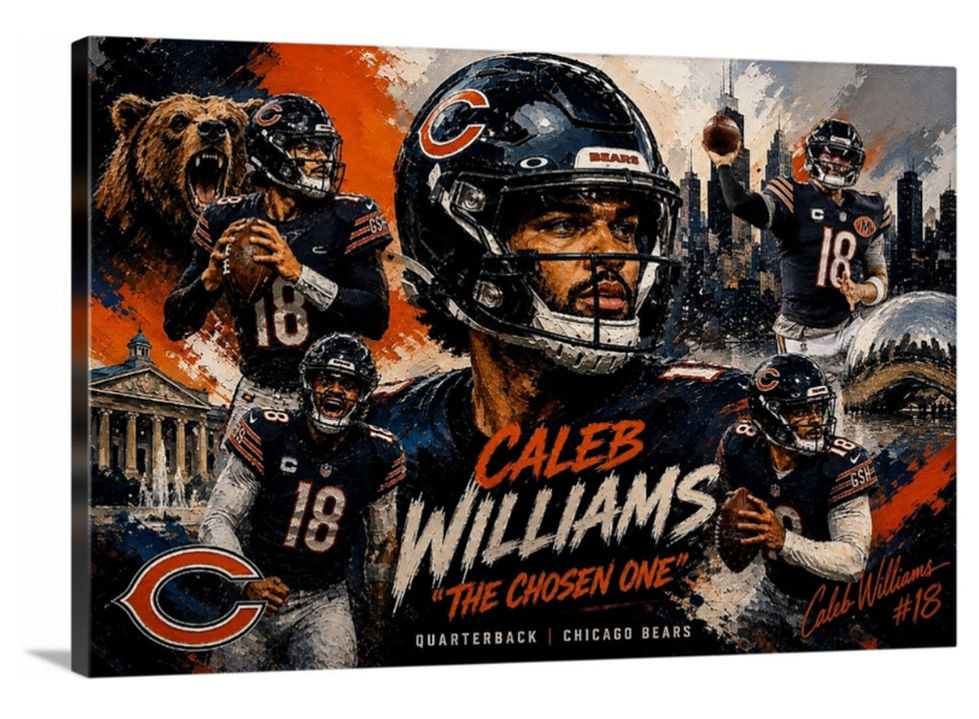 Caleb Williams, Chicago Bears, jayden daniels, washington commanders, kurt warner, rams, la rams, greatest show on turf, Seattle Seahawks, Seahawks, Seattle, superbowl, san marcos, california, nfl runningback, marshawn lynch, lynch, Oakland, raiders, usa today, byu, allpro, nfl art, nfl painting, painting, oil painting.