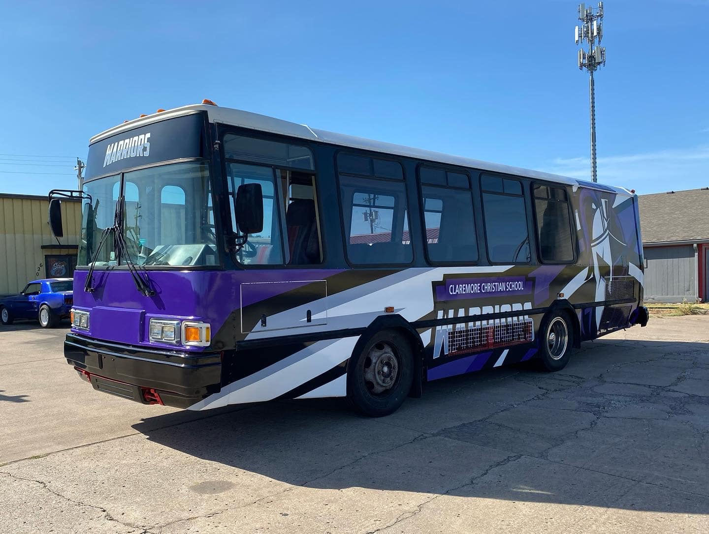 Claremore Christian School Warriors Travel Bus Full Wrap driver side