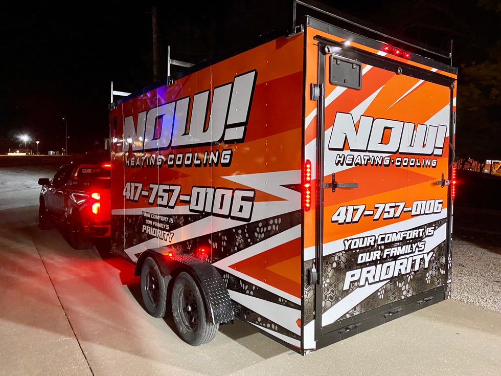 Now heating and cooling trailer wrap back driver corner