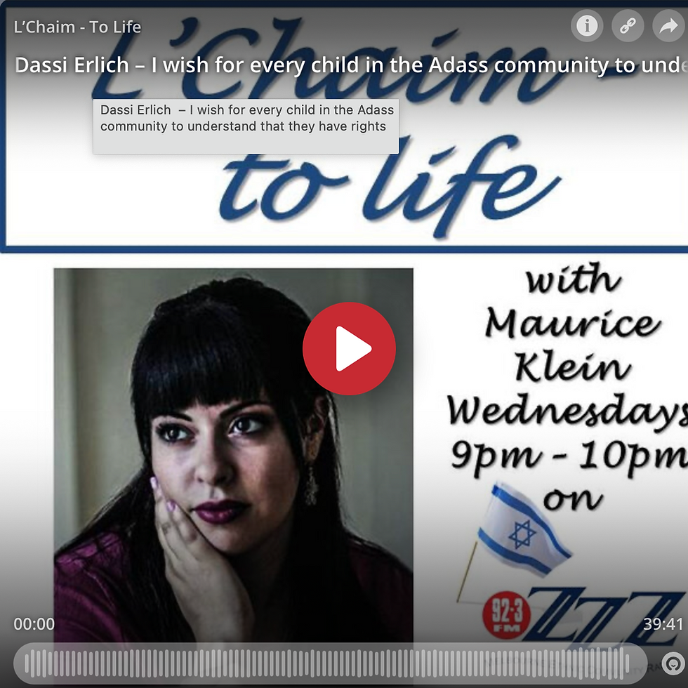 Dassi Erlich – 'I wish for every child in the Adass community to understand that they have rights'