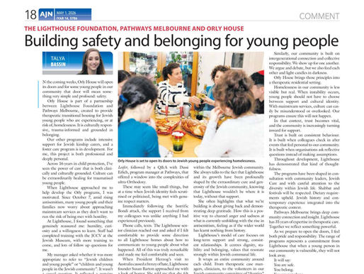 LIGHTHOUSE FOUNDATION, PATHWAYS MELBOURNE & ORLY HOUSE: Building safety and belonging for young people