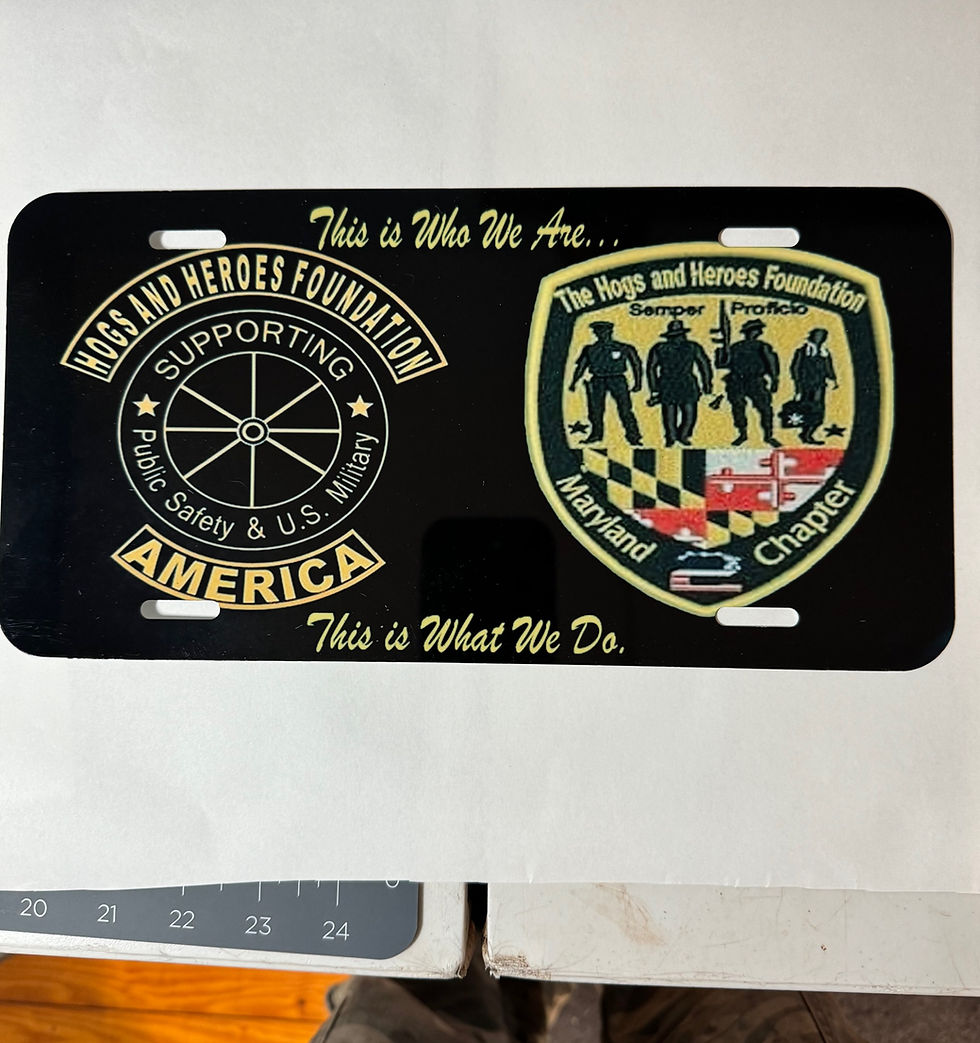 Hogs and Heroes Motorcycle plate