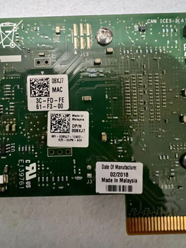 Thumbnail: Dell P/N 08XJ7 Intel X710-T4 Network Adapter Quad Port 10gb