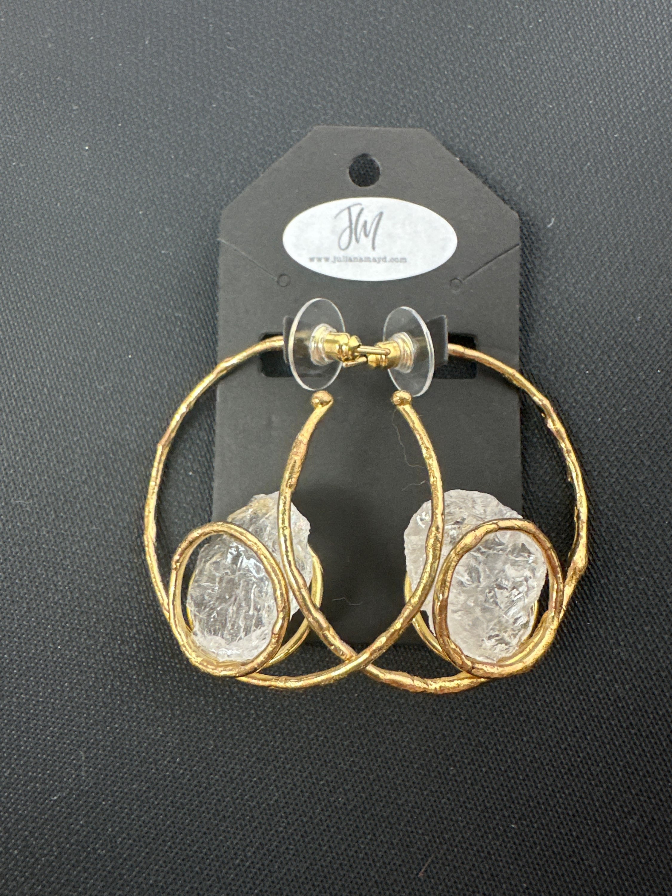 Gold Crystal Hoops