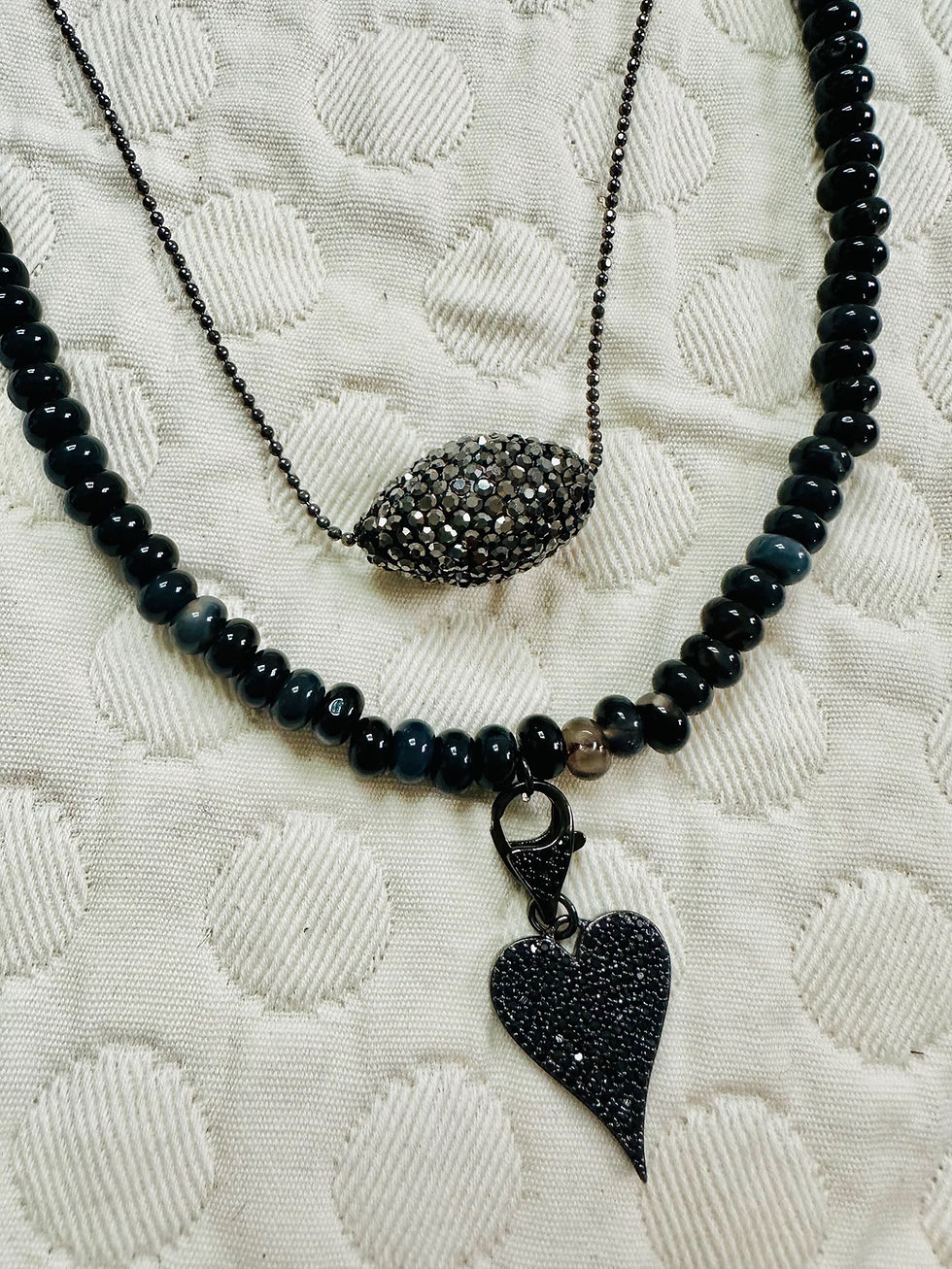 Thumbnail: Gunmetal crystal bead necklace 