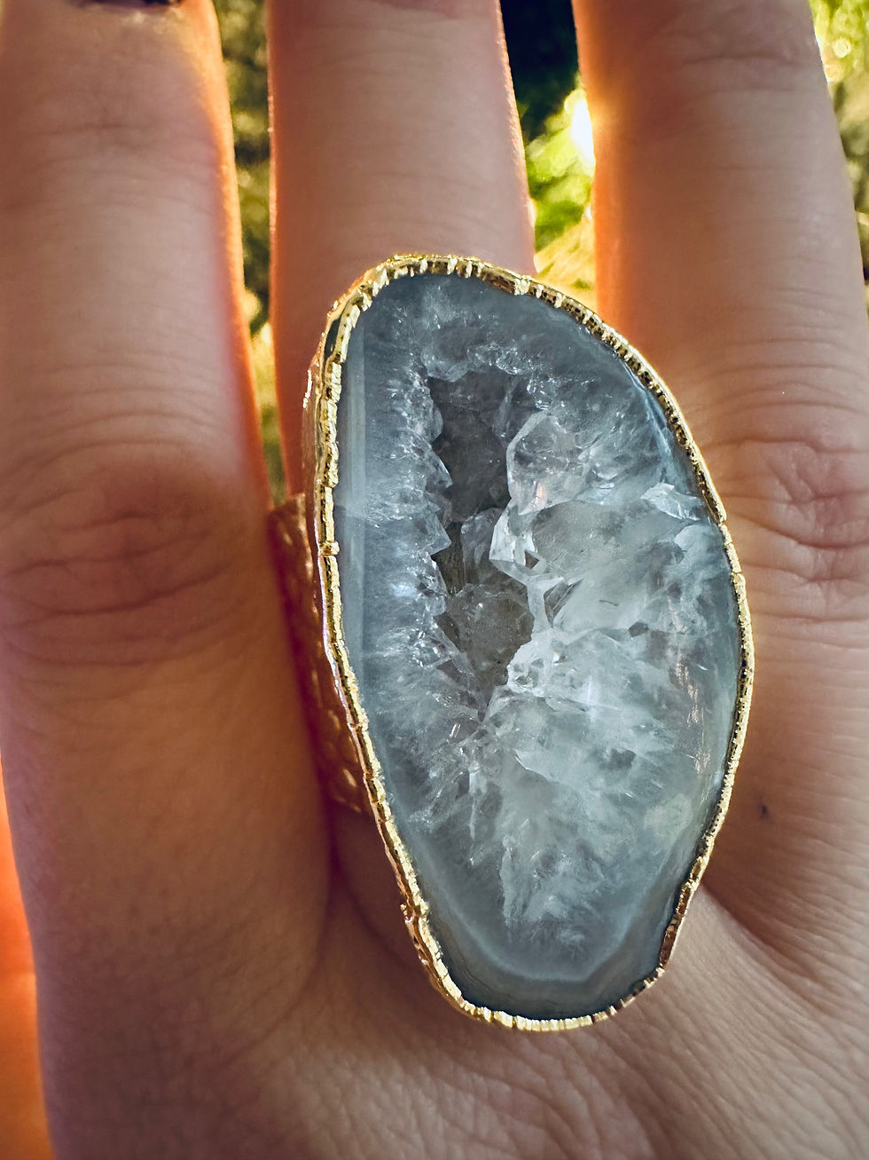 Thumbnail: Stone & Gold Adjustable Statement Ring