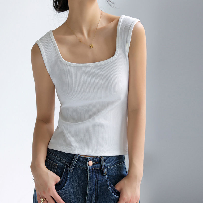 Miniatura: Douyin's Popular Bottoming with Square Collar Vest for Women, Sleeveless Waistco