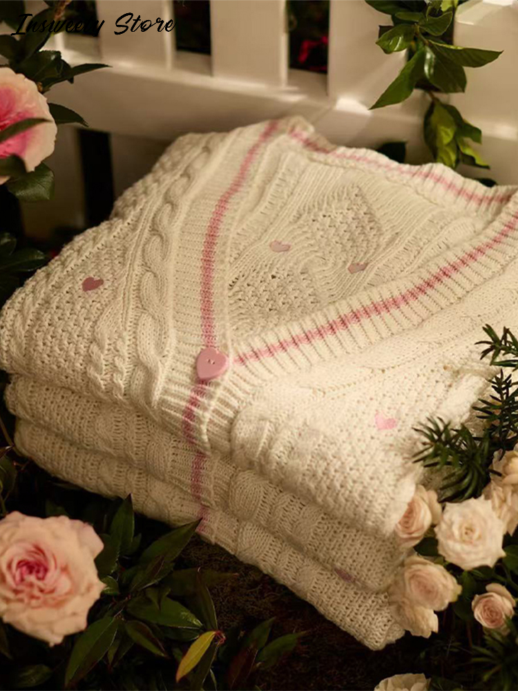 Miniatura: Elegant Star Print Knit Cardigan Women's Loose Long Sleeve Single Breasted Sweat