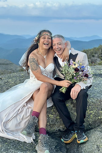 Emotional embrace at Adirondack mountain elopement