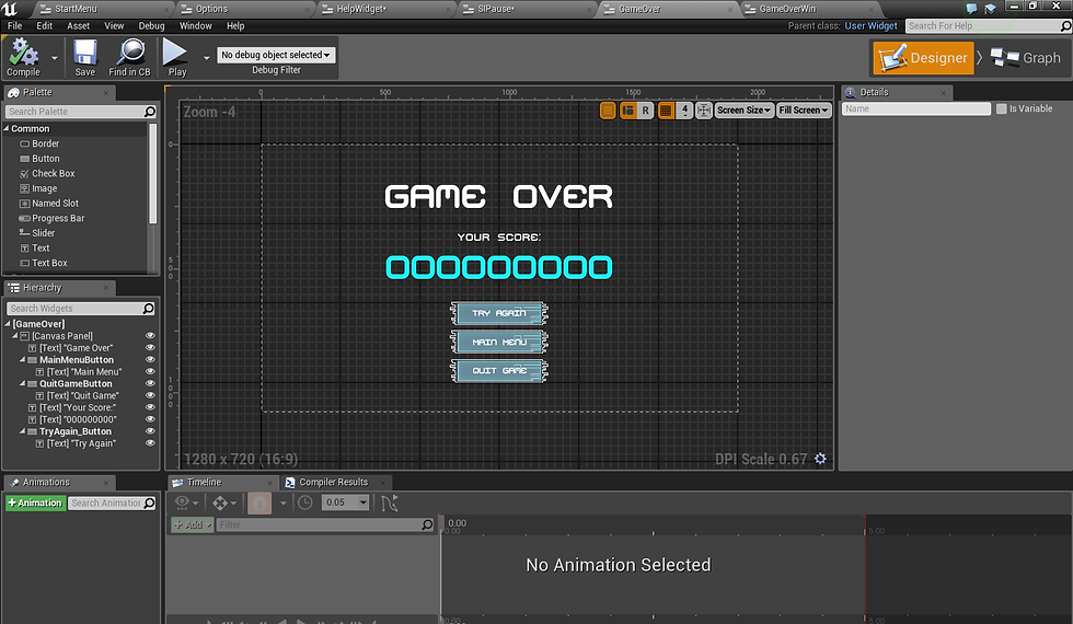 Game Over Menu Design
