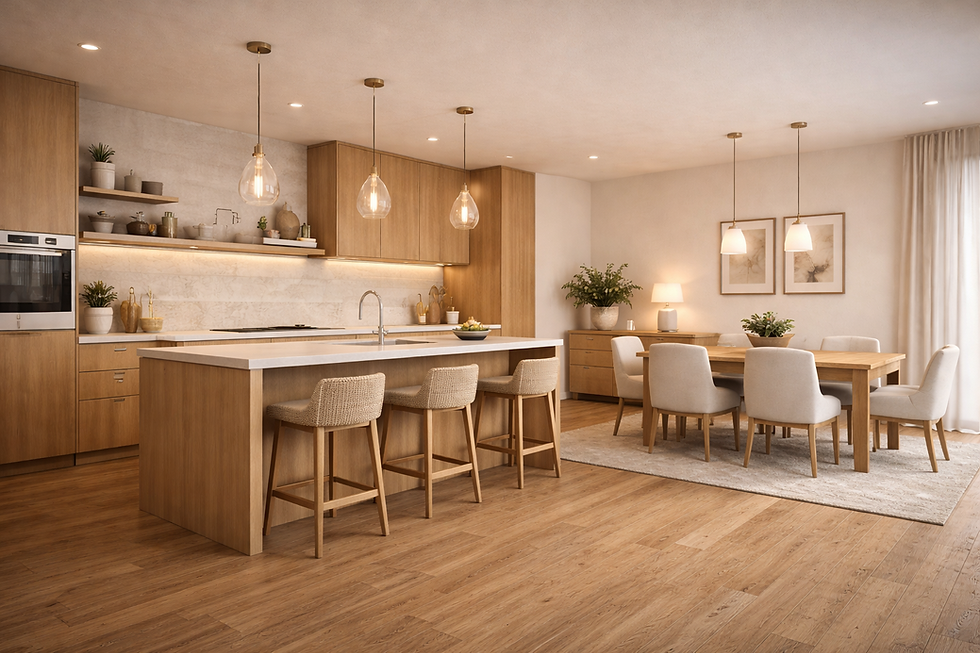 Modern kitchen and dining space