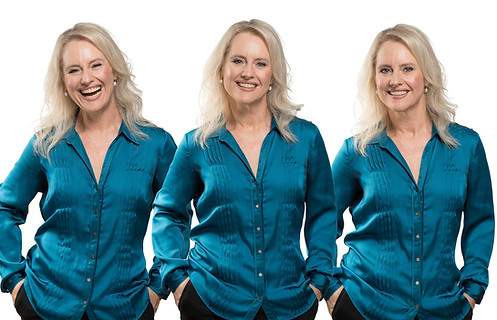 Commercial Headshot of women with blue shirt
