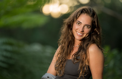 Female model in forest.