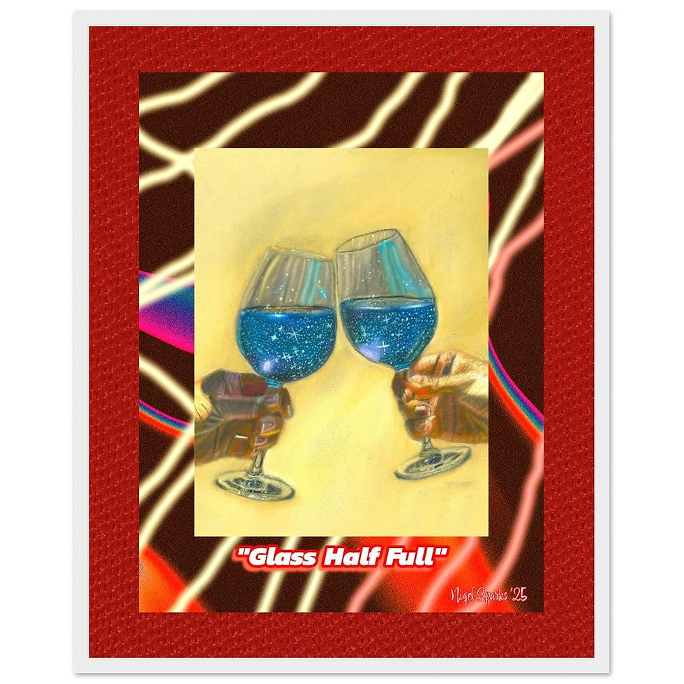 Thumbnail: "Glass Half Full"- Wooden Framed Drawing Print