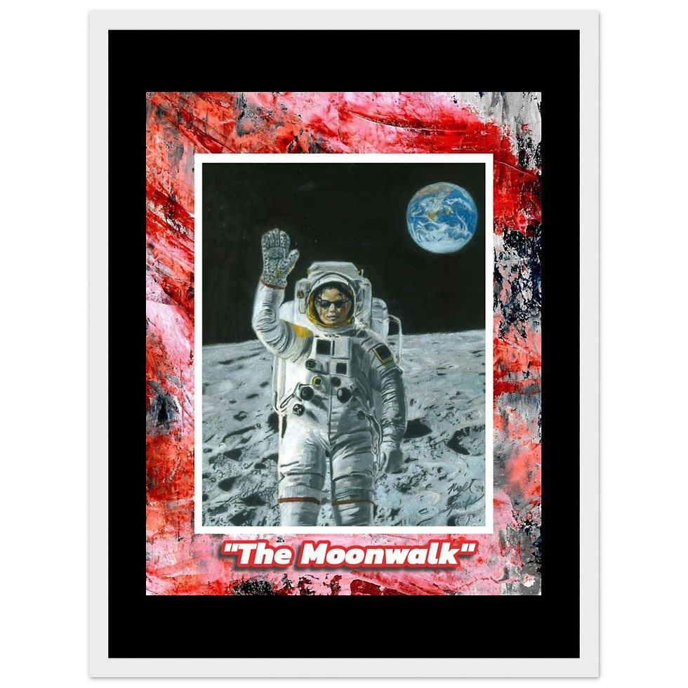 Thumbnail: "The Moonwalk" Framed Drawing Print as a Poster (Abstract Background)