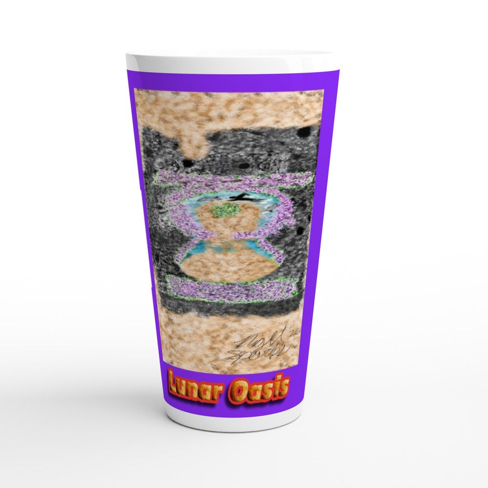 "Lunar Oasis" Purple and White Latte Mug- 17 Ounce
