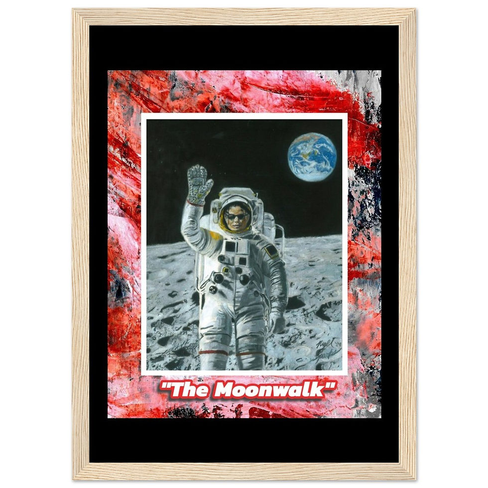 Thumbnail: "The Moonwalk" Framed Drawing Print as a Poster (Abstract Background)