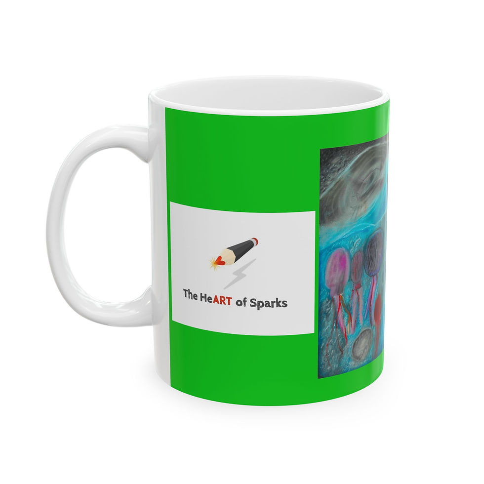 Thumbnail: Light Green/White Art Mug: "Currents of the Unseen" & "Lunar Oasis"
