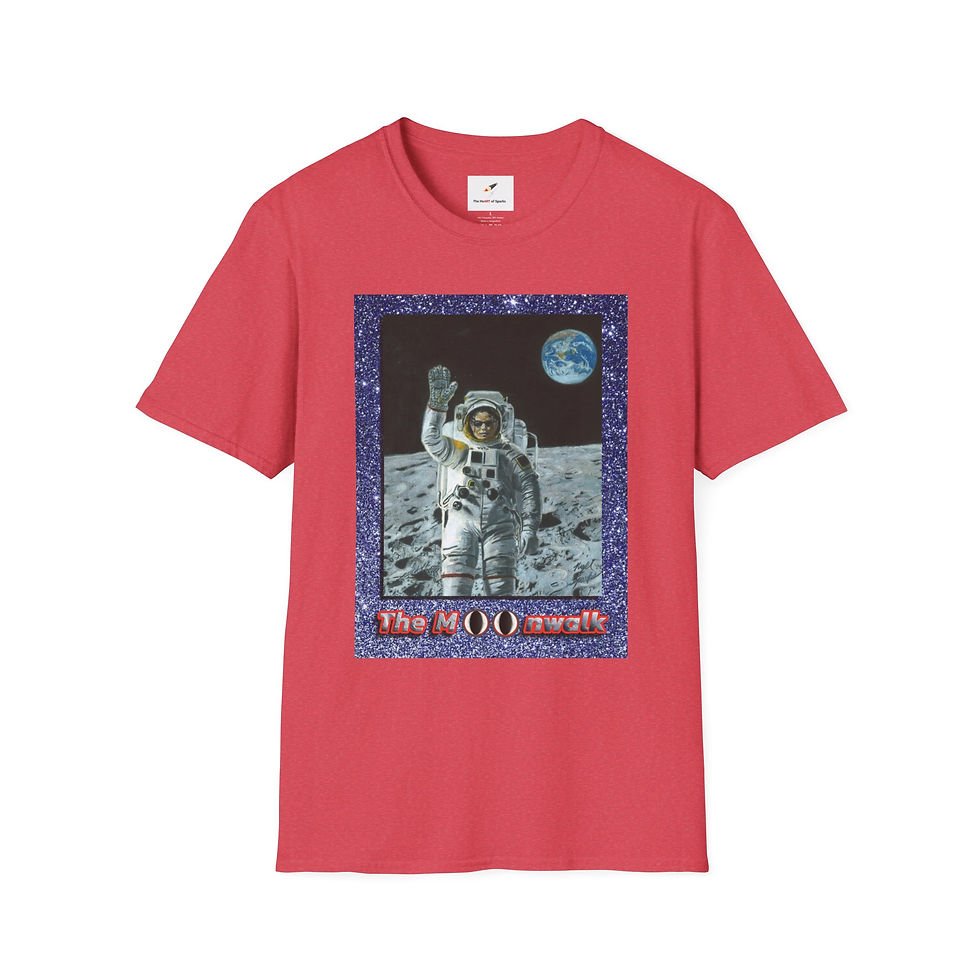 Thumbnail: "The Moonwalk" T-Shirt with Blue Glitter Background