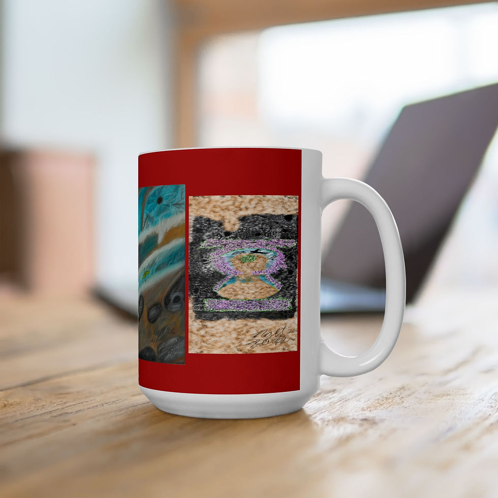 Thumbnail: Red/White Art Mug: "Currents of the Unseen" & "Lunar Oasis"
