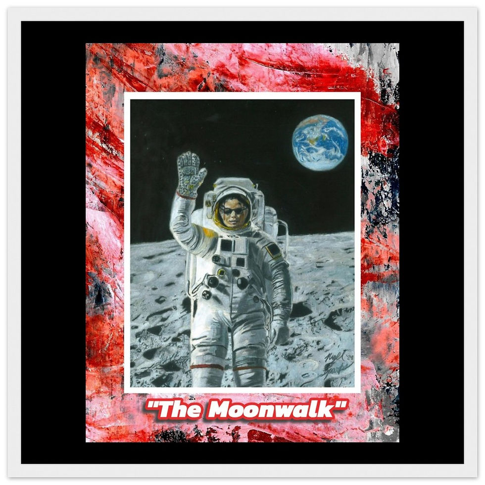 Thumbnail: "The Moonwalk" Framed Drawing Print as a Poster (Abstract Background)