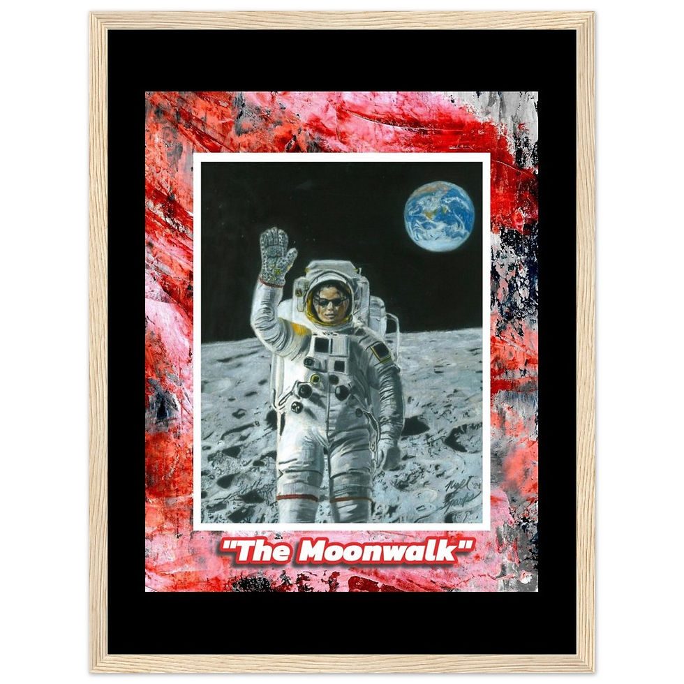 Thumbnail: "The Moonwalk" Framed Drawing Print as a Poster (Abstract Background)