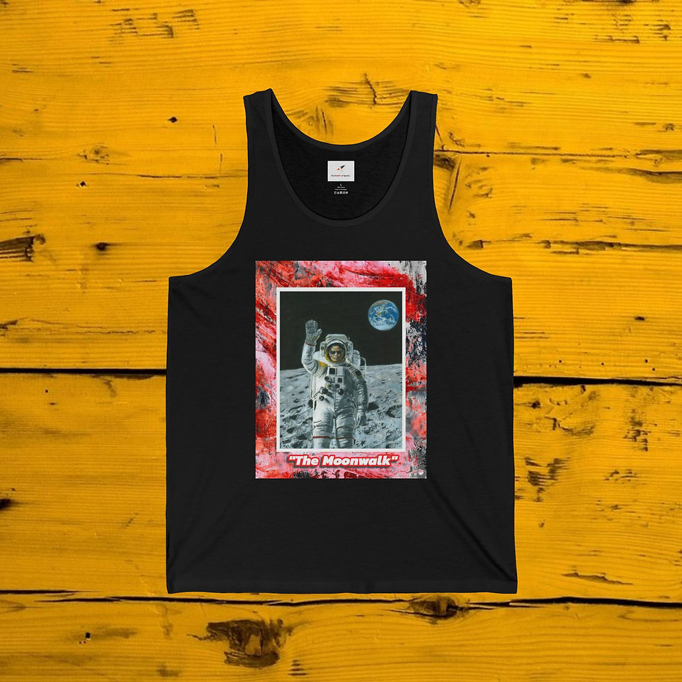 Thumbnail: "The Moonwalk" Unisex Jersey Tank with Abstract Painting Background